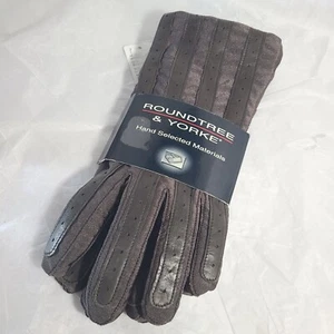 NWT Roundtree & Yorke Men’s Leather finger strip Gloves Quality Large Brown - Picture 1 of 6