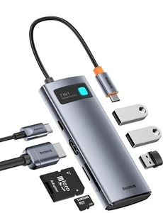Baseus USB C Hub (100W) Multiport Adapter with 4K@60Hz HDMI, USB C Dock 7 in 1 - Picture 1 of 8