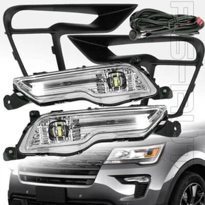 For 2018 2019 Ford Explorer Built-in LED Fog Lights Kit w/ bezels switch wiring - Picture 1 of 7