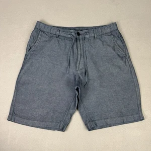 Uniqlo Shorts Mens Large W33-36 Blue Cotton Linen Drawstrings Lightweight Casual - Picture 1 of 10