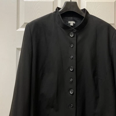 Chaqueta Blazer Jill Para Mujer Talla 20 Cuello Mandarín Negra Elastizada Botón Mixto Foto 1 de 4