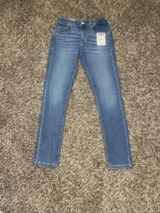 New Girls Blue Levi Strauss Regular Skinny Jeans Stretchy Adjustable Waistline - Picture 1 of 11