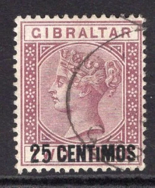 GIBRALTAR 1889 25C SOBRE 2D CON PEQUEÑA VARIEDAD "I" MUY FINA USADA. GIBONES 17ab. Foto 1 de 1