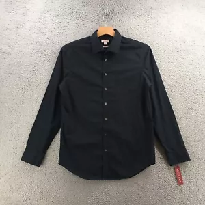 Merona Button Up Shirt Mens L Tall Black Cotton Blend Long Sleeve Collared NEW - Picture 1 of 18