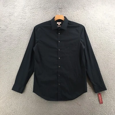Merona Button Up Shirt Mens L Tall Black Cotton Blend Long Sleeve Collared NEW - Image 1 of 4