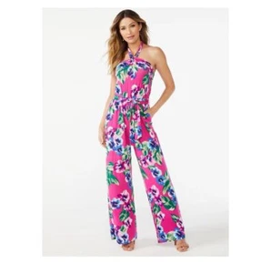 Sofia Bohemian Floral High Waist Wide Leg Pants Rompers Party Jumpsuits 3XL New - Picture 1 of 7