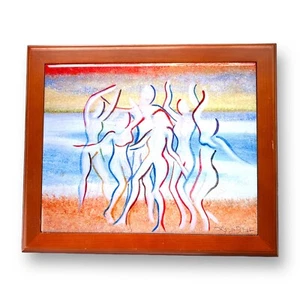 Lynn Jaye Fine Art Tile Wall Hanging Made In California Dancing Women Abstract - Picture 1 of 4