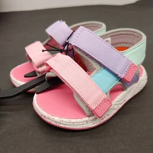 Wonder Nation Nature Colorblock Sandals Baby Girls Size 4 Adjustable Pink Purple