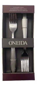 Oneida 8 Dinner Forks Jordan Frosted Stainless Silverware New - Picture 1 of 3