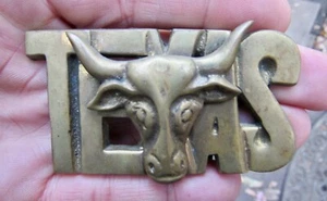 De Colección TEXAS LONGHORN Hebilla de Cinturón 3D Novelo Calavera Estado Western Latón RARO EN MUY BUENA CONDICIÓN+ - Imagen 1 de 4