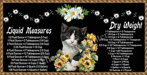 LARGE 10"x4.5" TUXEDO CAT/KITTEN MAGNET with Handy Kitchen Conversion Chart - Picture 1 of 1