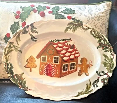 Disney Pottery Barn Holiday Gingerbread platter Christmas party plate tray kid ! - Image 1 of 4