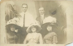 Victorian Era Early 1900s Big Fancy Hat Women Dress Group Photo RPPC Postcard - Picture 1 of 2