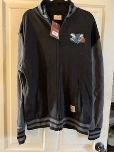 Mitchell & Ness Charlotte Hornets Zip Bomber Jacket Men’s XXL 2XL Black Gray - Picture 1 of 4