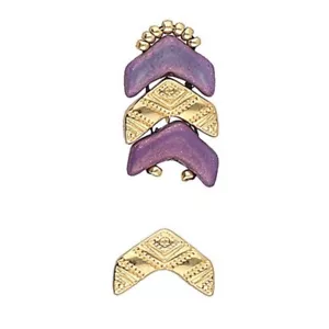 Platillo, abalorio Koudouro-Chevron, 2 piezas, chapado en oro 24K, (cym62) - Imagen 1 de 1