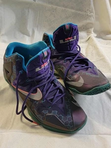 NIKE LEBRON XI HORNETS" SZ 12 Purple Blue Orange - Picture 1 of 17