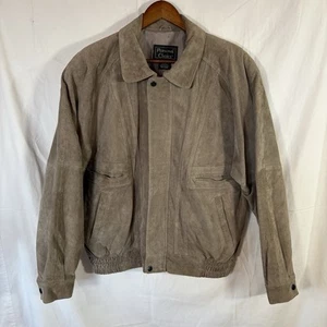 Vintage PERSONAL CHOICE Men's Tan Suede Leather Bomber Jacket Size Medium - Picture 1 of 7