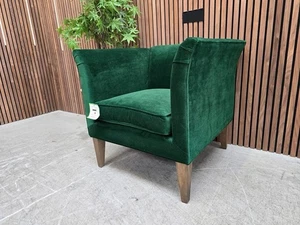 Sofa.com Fingal Nordic Armchair In Putting Green Aqua clean Clever Velvet - Picture 1 of 8