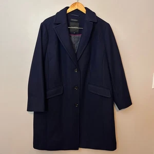 Talbots Woman 20W Navy Wool Blend Brushed Coat Jacket Italian Woven Fabric Lined - Picture 1 of 12