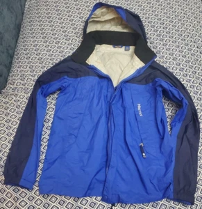 Marmot Jacket Boys Large Long Sleeve Full Zip Pockets Blue Hooded Casual Shell - Picture 1 of 21