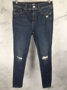 Express Jeans Womens 6R Blue Legging Skinny Distressed Mid Rise Stretch