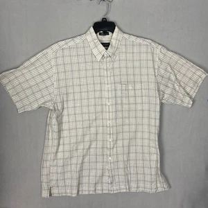 Van Heusen Mens Button Up Short Sleeve Seersucker Check Shirt Size Large 16-16.5 - Picture 1 of 15