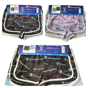 Girls Champion Active Shorts 2 Pack Stretch Comfort Cute Size 4 5/6 7/8 10/12 14 - Picture 1 of 19