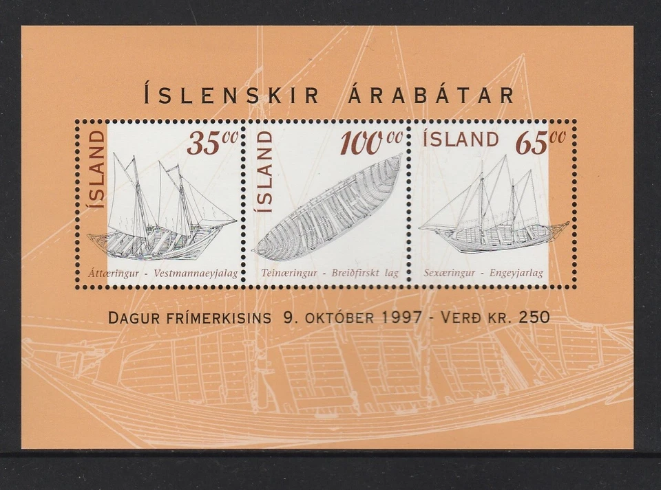 ICELAND 1997 STAMP DAY Icelandic BOATs  - Miniature sheet/Block MNH - image 1 of 1