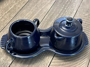 Fiesta Fiestaware Cobalt Blue 4 Piece Cream & Sugar Set -USA Made-Homer Laughlin - Picture 1 of 8