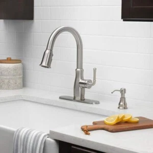 Kagan Stainless Steel 15 in. H Pull Down Sprayer Kitchen Faucet with 360 Swivel - Picture 1 of 2