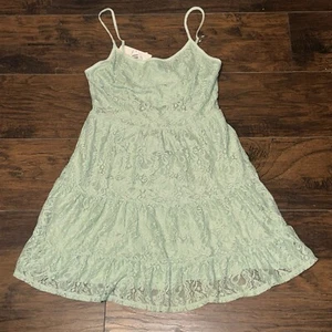 Speechless Damen Kleid hell Salbei Spitze Rüschen Spaghettiträger Schmuckausschnitt Gr. M - Bild 1 von 10