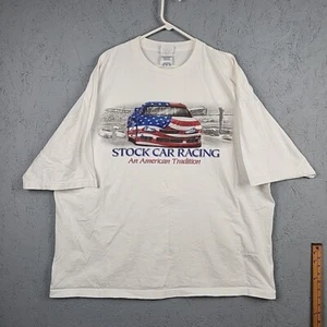 Vintage Stock Car Racing T Shirt Mens 4XL XXXXL White USA Sports Logo Graphic - Picture 1 of 11