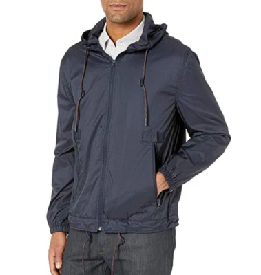 Chaqueta con Capucha Andrew Marc Parachute Azul Marino L Nueva con Etiquetas $165 Foto 1 de 4