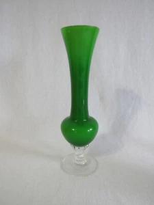 Beautiful Green and Clear Base Blown Glass Vase - Picture 1 of 6