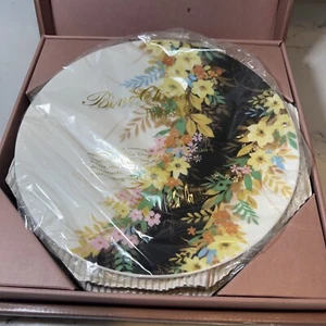 4 Mikasa Bone China Sachet Pattern Dinner Plates Original Box Never Used - Picture 1 of 5