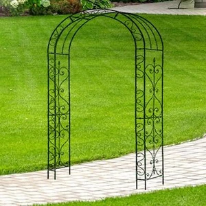 Garden 2.4M Metal Arch For Climbing Plant Support Archway Pergola Trellis Black - Picture 1 of 4