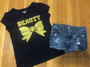 Justice TCP Girls Lot Of 2 Shirt/top Shorts Size:7/8 Slim EUC - Picture 1 of 5