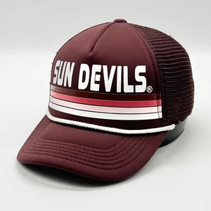 Arizona State Sun Devils Trucker Hat Rope Snapback Mesh Maroon Gold ASU Cap - Picture 1 of 8