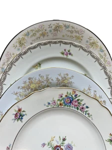 Vintage Mismatched China SALAD PLATES Set of 4 Gold Florals 7-3/4” Mix #1 - Picture 1 of 14