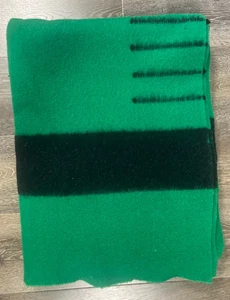Vintage Hudson Bay Company 4 Point Wool Green Blanket Made In England 75"x84” - Picture 1 of 4