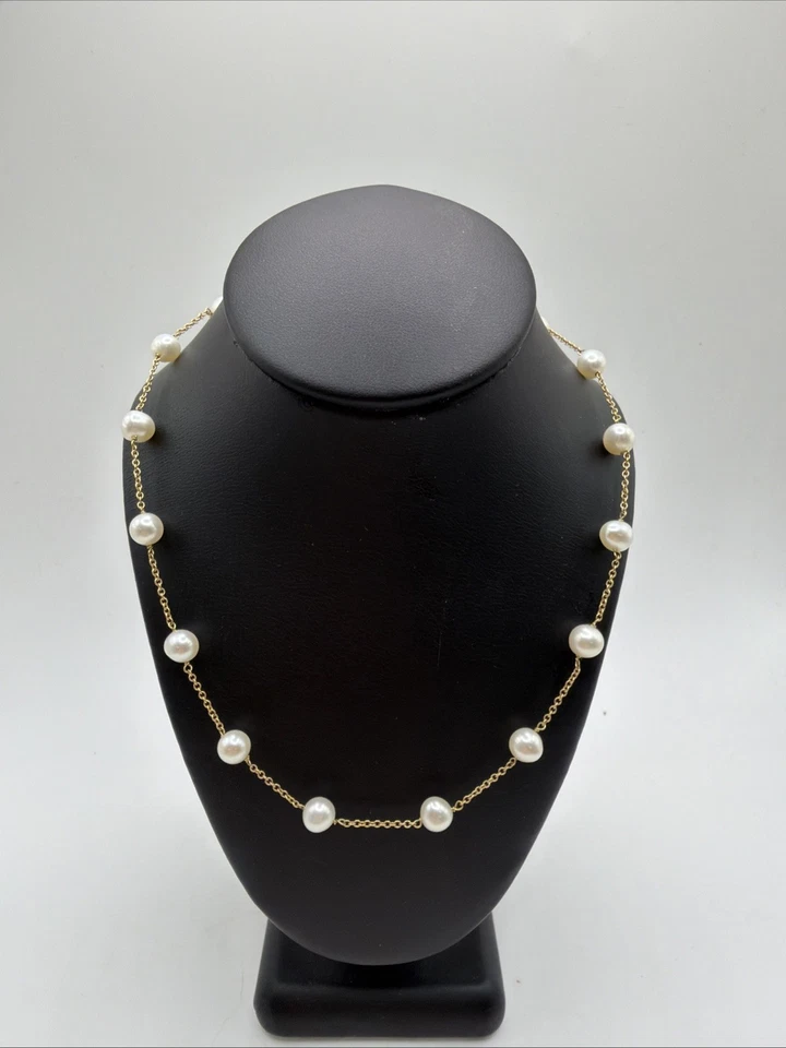 Colar Gargantilha de Pérolas de Ouro Amarelo 10K 16,5” - Imagem 1 de 1