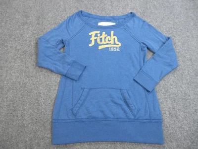 Abercrombie & Fitch Sweatshirt Womens Large Blue Pullover Crewneck Pouch Pocket - Image 1 of 4