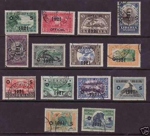 Liberia # O127-40 Complete Set of 1921 - Image 1 of 1