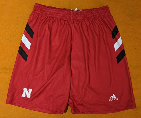 adidas Nebraska Cornhuskers Basketball Red Practice Shorts Size 2XL +2 Length Cover