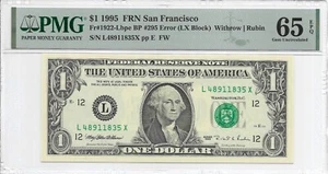 1995 $1 SAN FRANCISCO FRN. PMG GEM Uncirculated 65 EPQ. Back Plate # 295 ERROR - Picture 1 of 3