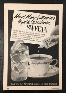 1954 edulcorante líquido vintage Squibb estampado dulce anuncio exprimir una botella - Imagen 1 de 3