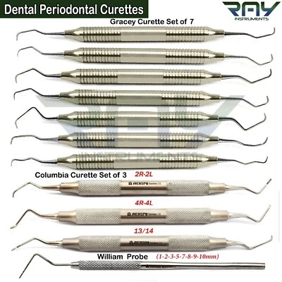 11 Pcs Periodontal Universal Columbia Curettes Gracey Dental Curette Perio Probe - Image 1 of 4