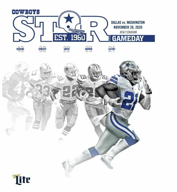 2020 Dallas Cowboys vs Washington Redskins PDF 156 page Star Program 11/26 - Image 1 of 1