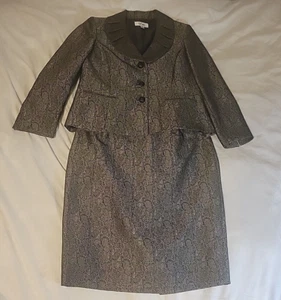 Le Suit Womens Skirt Suit Size 16 Snake skin Print Silver Pattern Jacket Gray - Picture 1 of 23