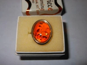 Anello vintage in argento sterling 925 ambra misura 7,5 - Foto 1 di 2